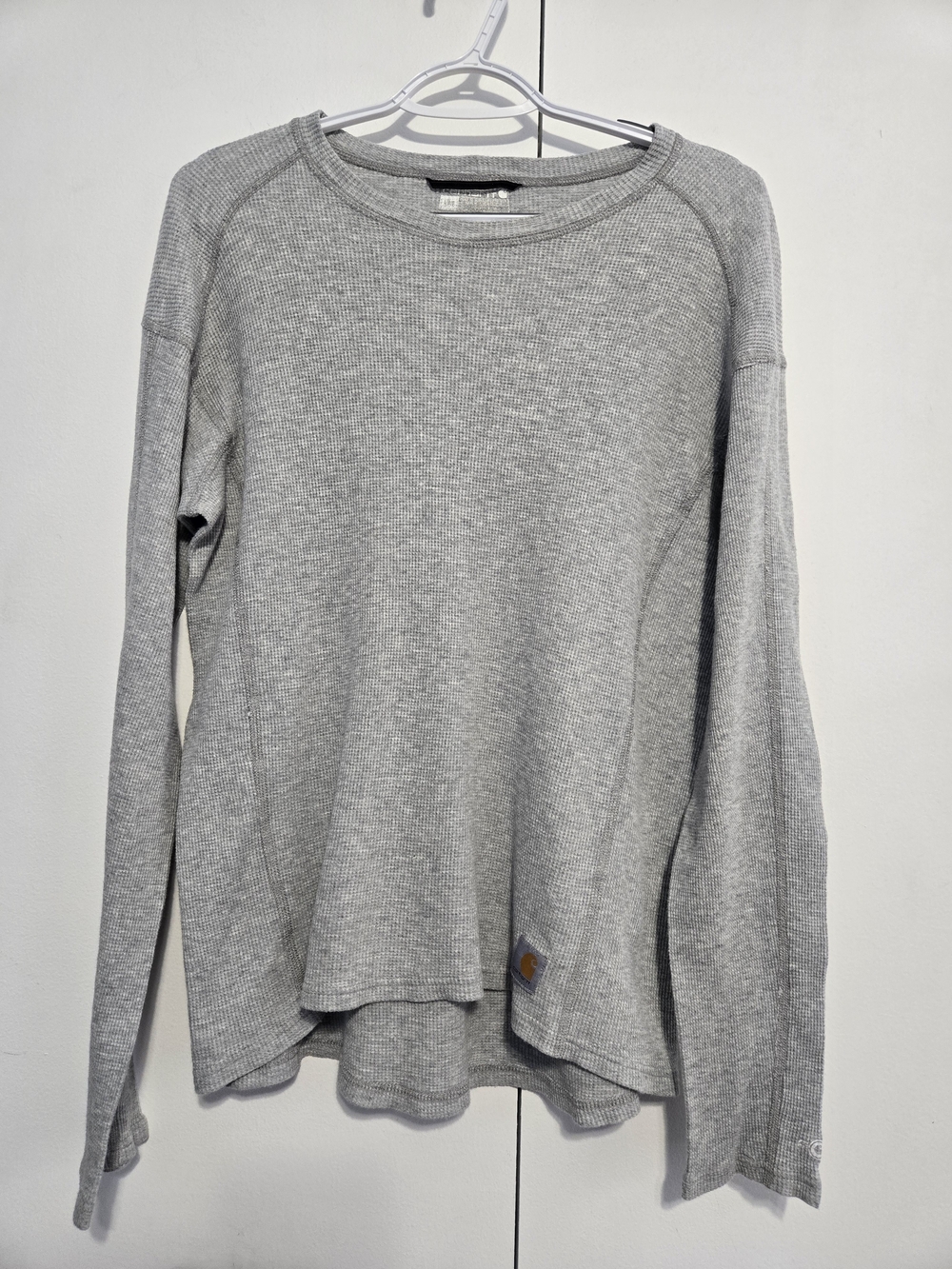 Carhartt Force Gray Waffle Knit Thermal Shirt Women's Large Long Sleeve